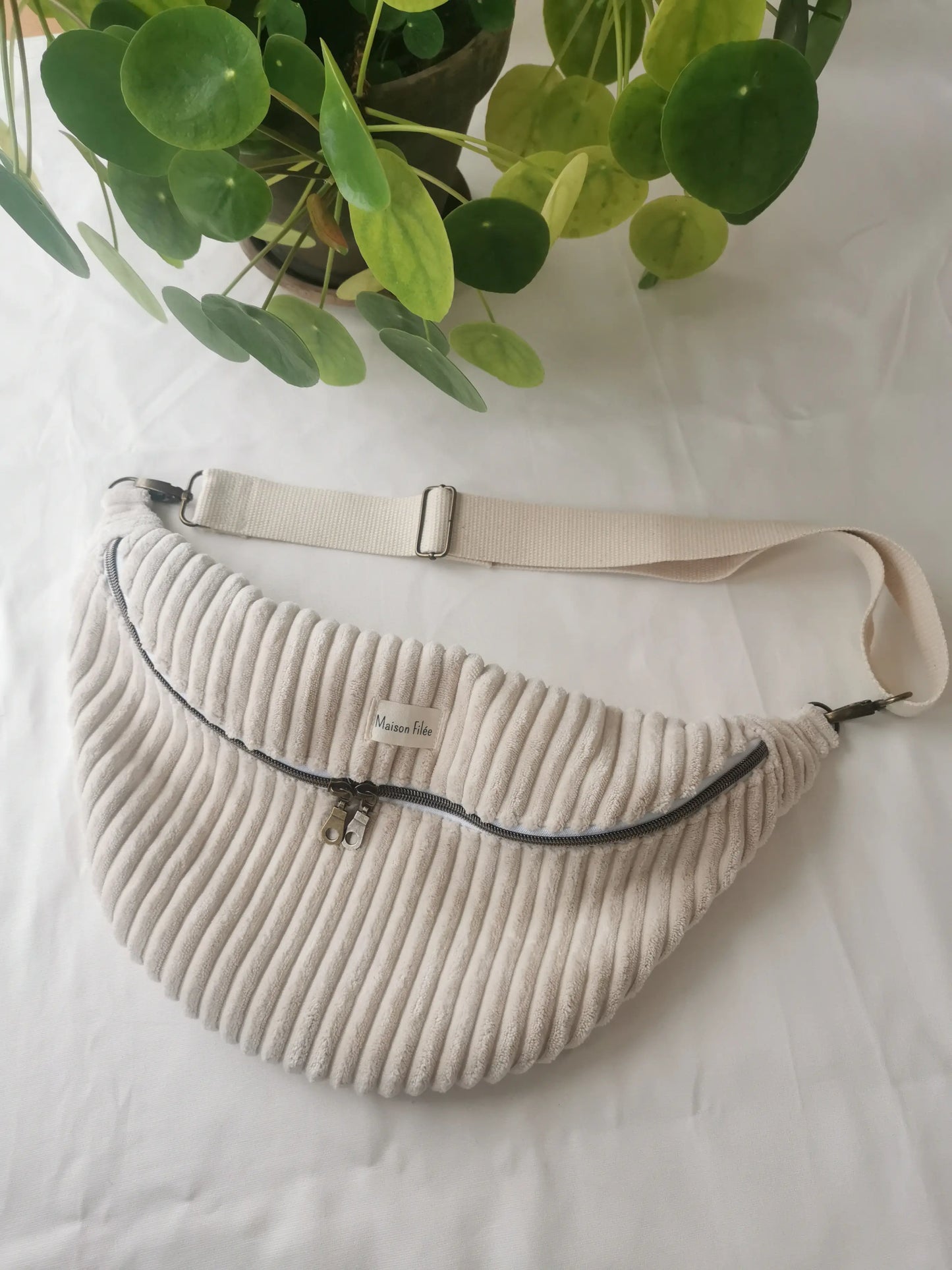 MAXI Sac Banane Velours Côtelé Écru -COSMOS