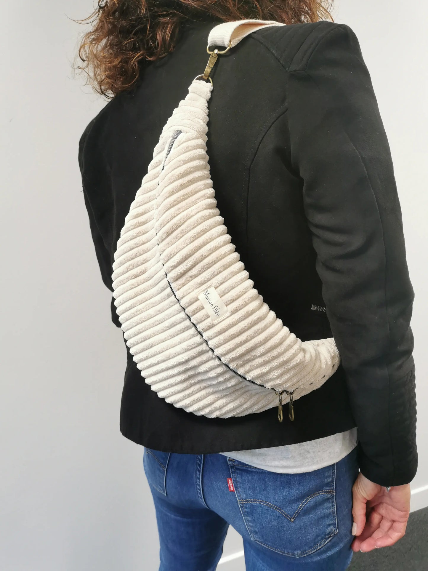 MAXI Sac Banane Velours Côtelé Écru -COSMOS