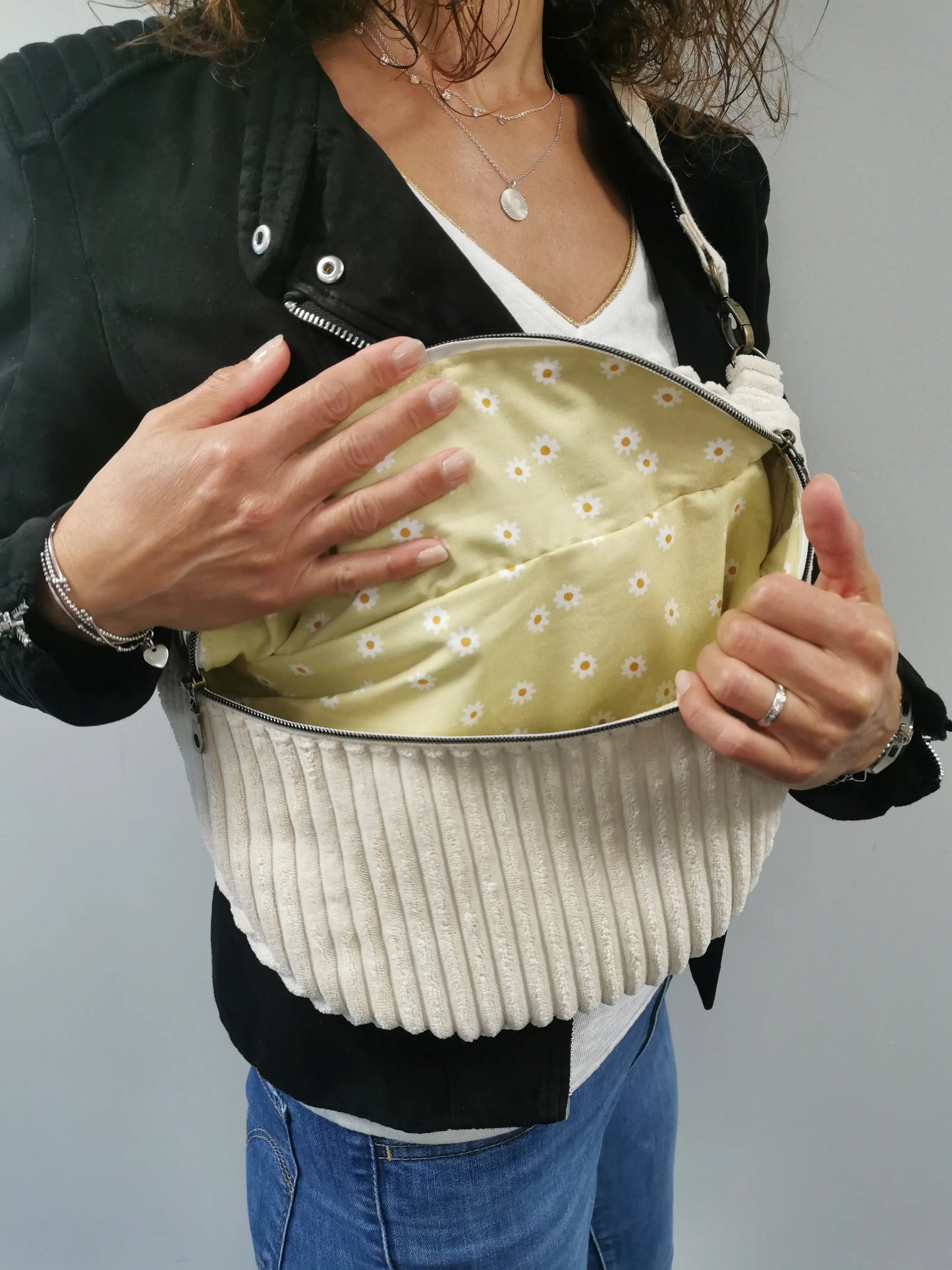 MAXI Sac Banane Velours Côtelé Écru -COSMOS