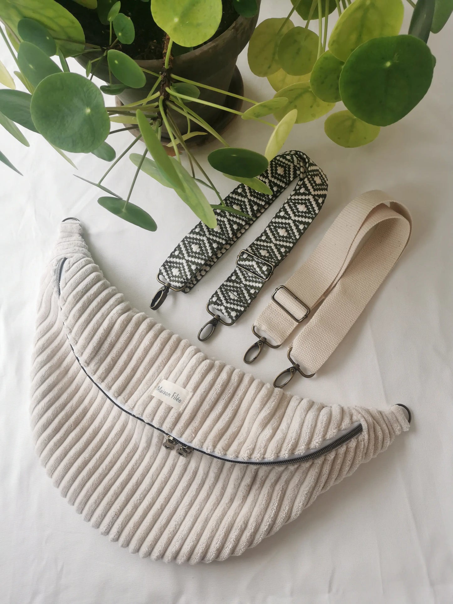 MAXI Sac Banane Velours Côtelé Écru -COSMOS