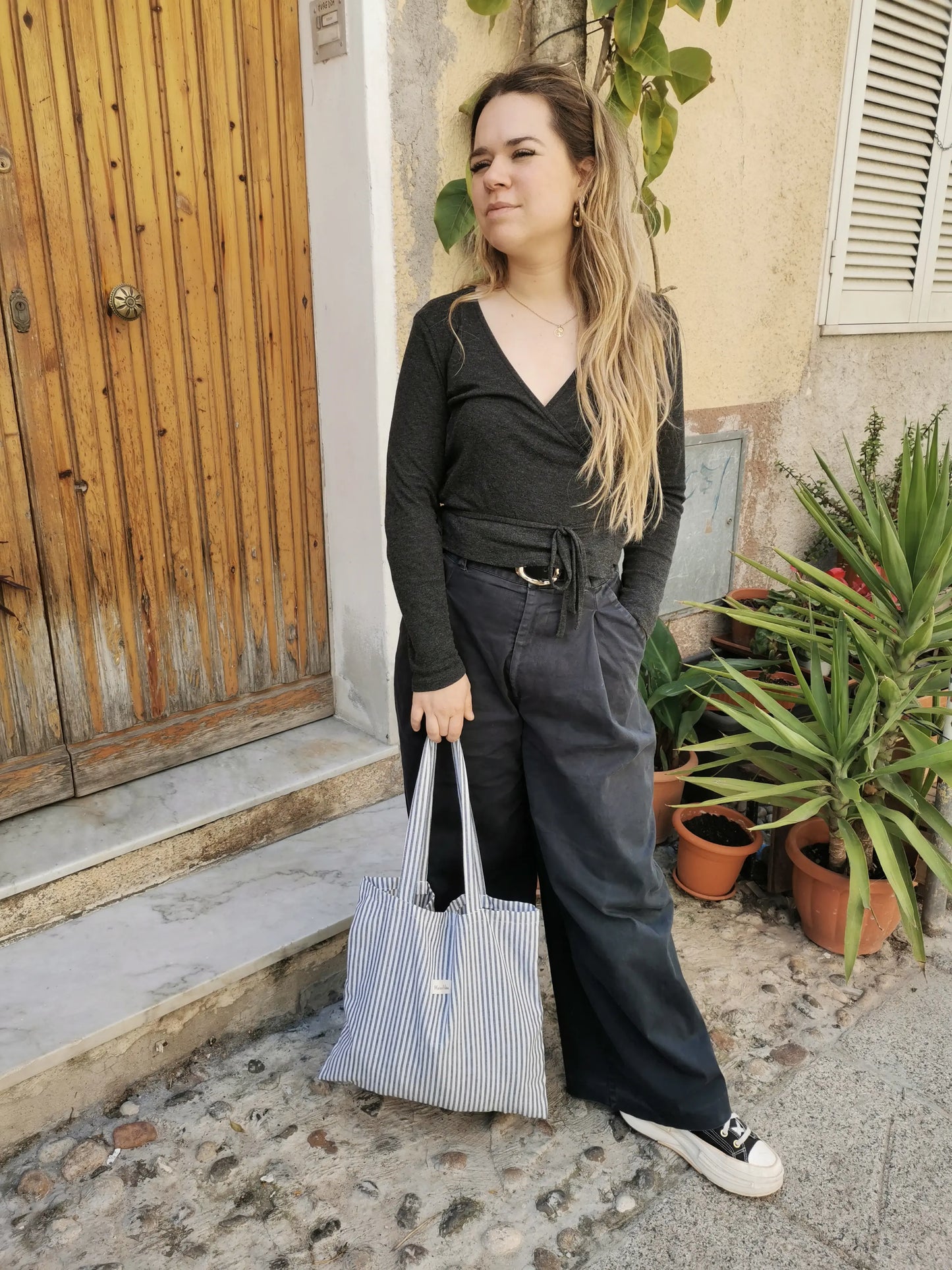 Tote Bag Rayures Verte - MAGNOLIA