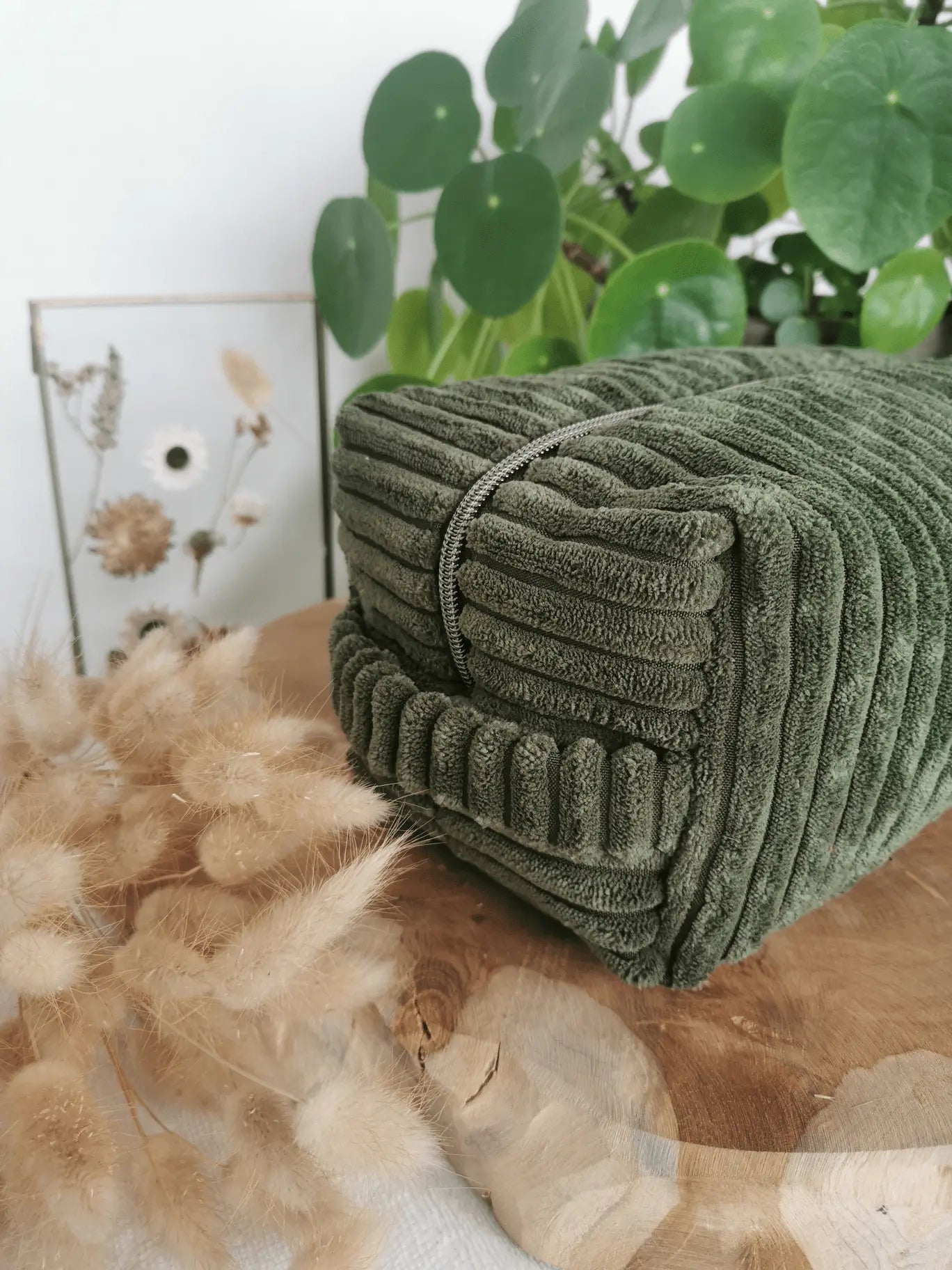 Trousse de Toilette Velours Côtelé Vert 21x12cm (Classique) - OLIVE