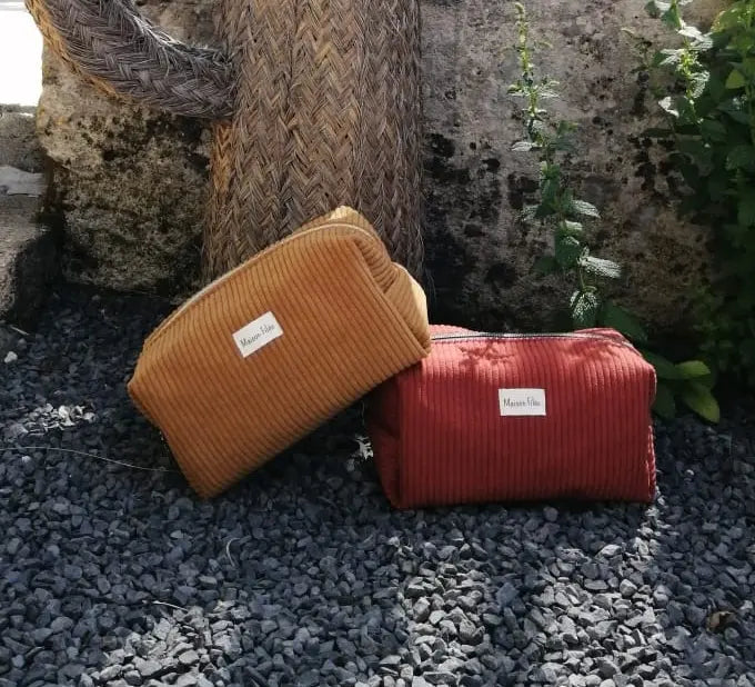 Trousse de Toilette Velours Côtelé Jaune 25x15 cm (Maxi) - MAHONIA