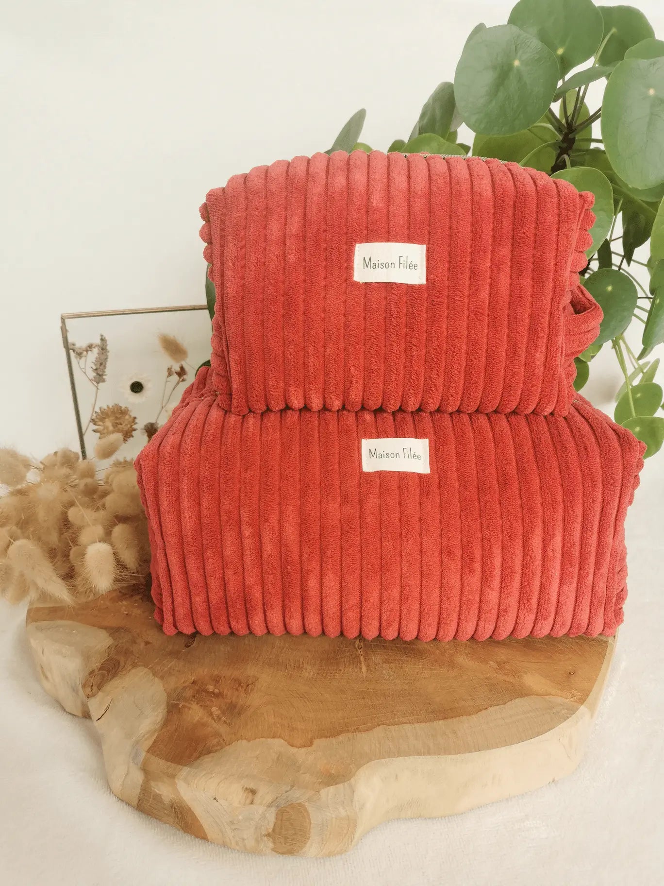 Trousse Velours Côtelé Rouge 25x15cm (Maxi) - GRENADE