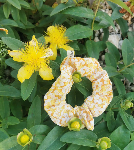 Chouchou Cheveux Fleuri Jaune - FICAIRE