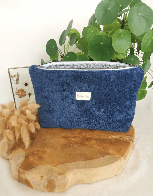 Pochette en Tissu Eponge Bleu Marine 30x17cm (Classique) - AGAPANTHE