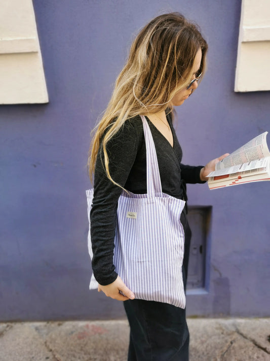 Tote Bag Rayures Violette - LAVANDE