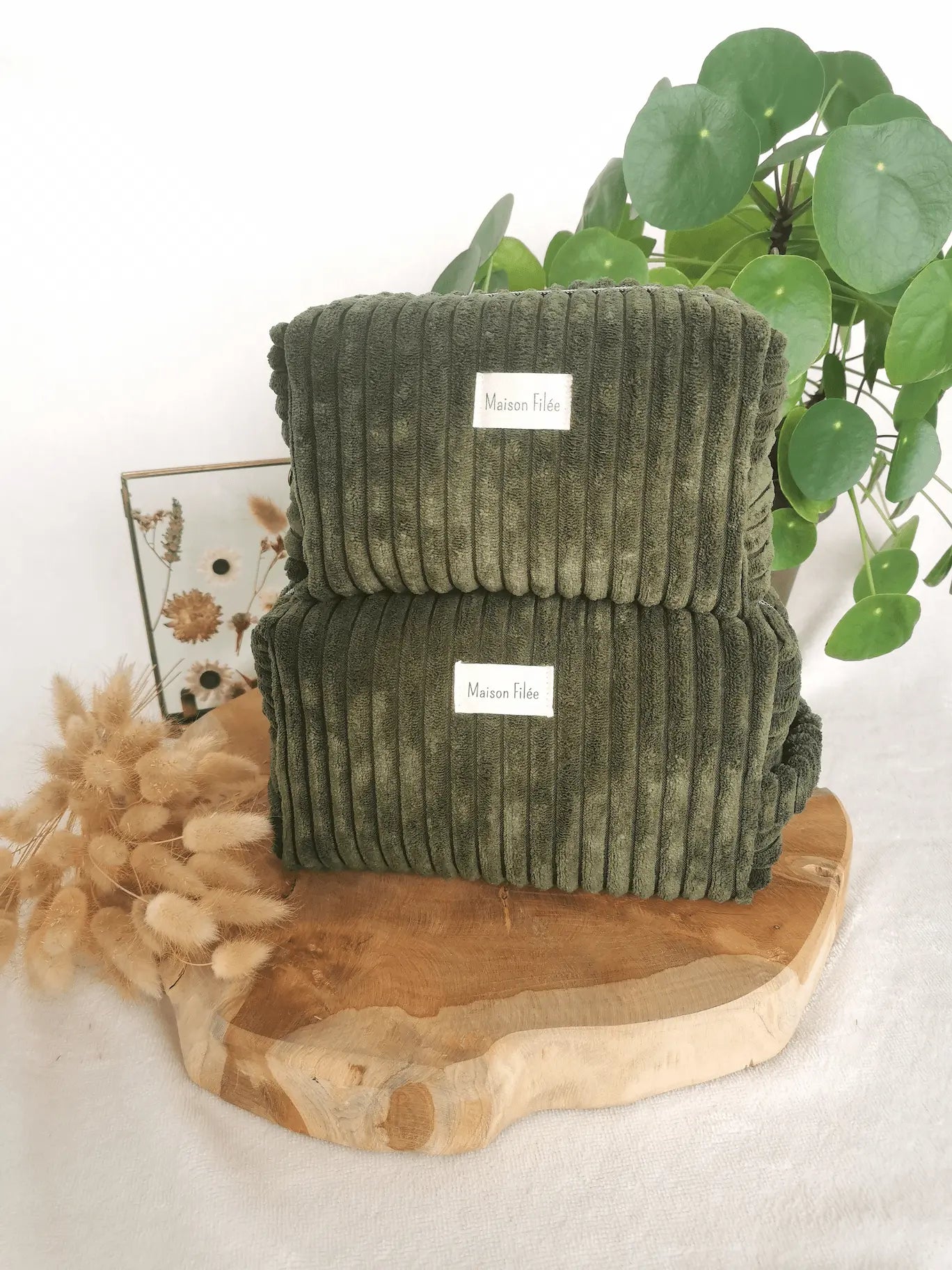 Trousse de Toilette Velours Côtelé Vert 25x15cm (Maxi) - OLIVE